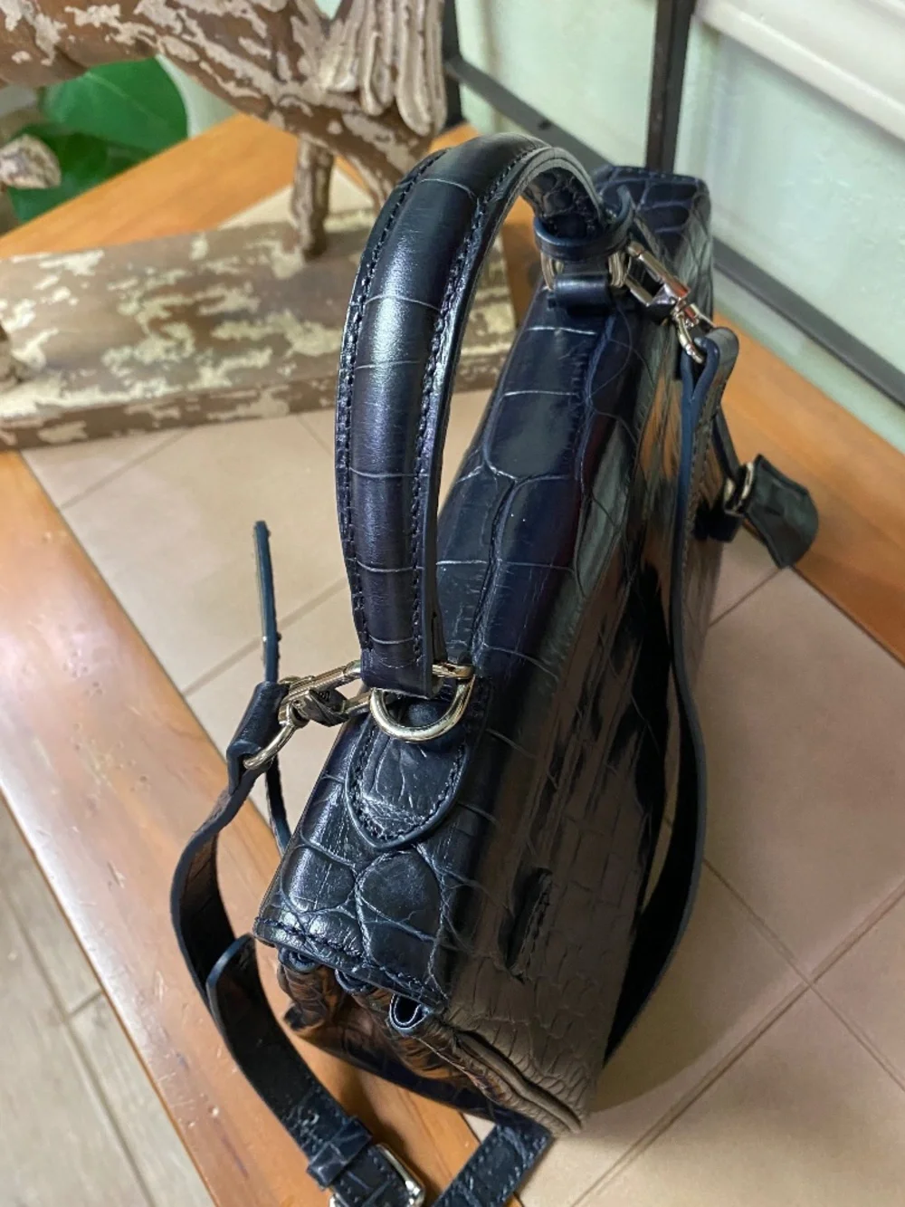 Top handle leather bag